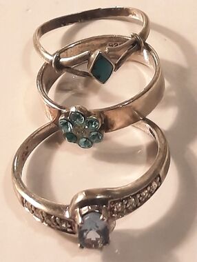 Sterling Silver 925 Turquoise & Aqua Stackable Women’s Ring Set